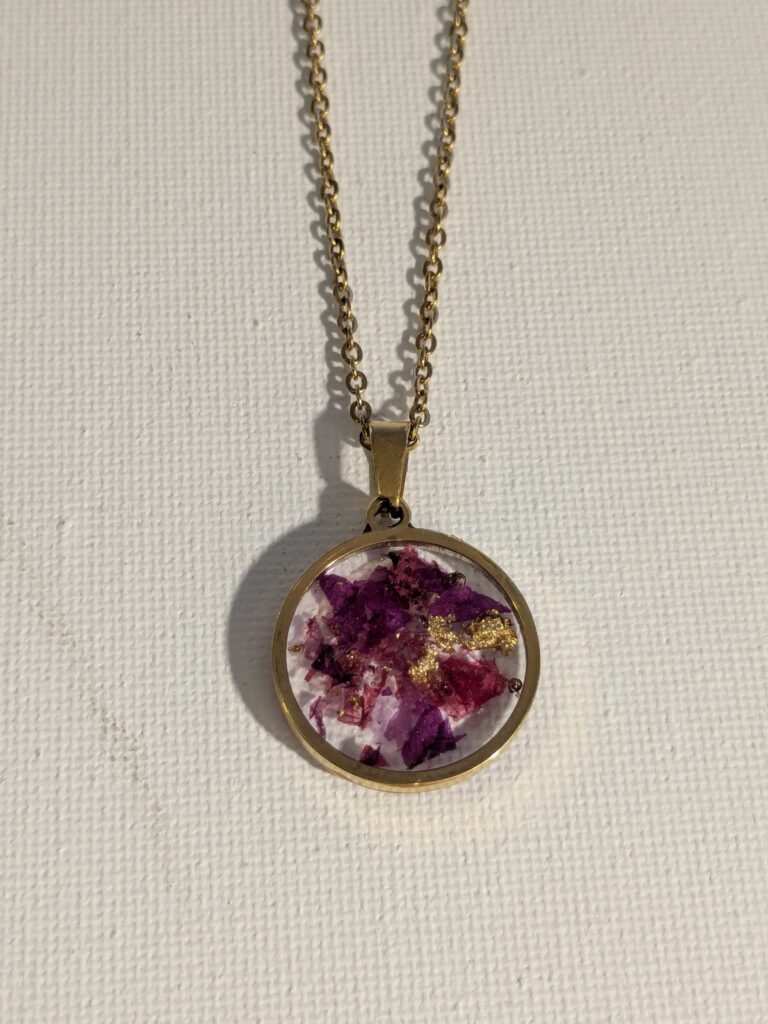Colgante de Acero con Buganvilla y Dorado