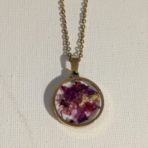 Colgante de Acero con Buganvilla y Dorado