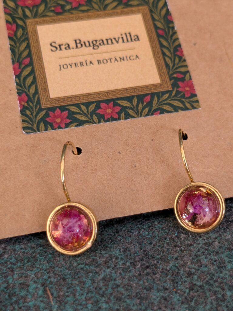 Pendientes con buganvilla (acero con baño)